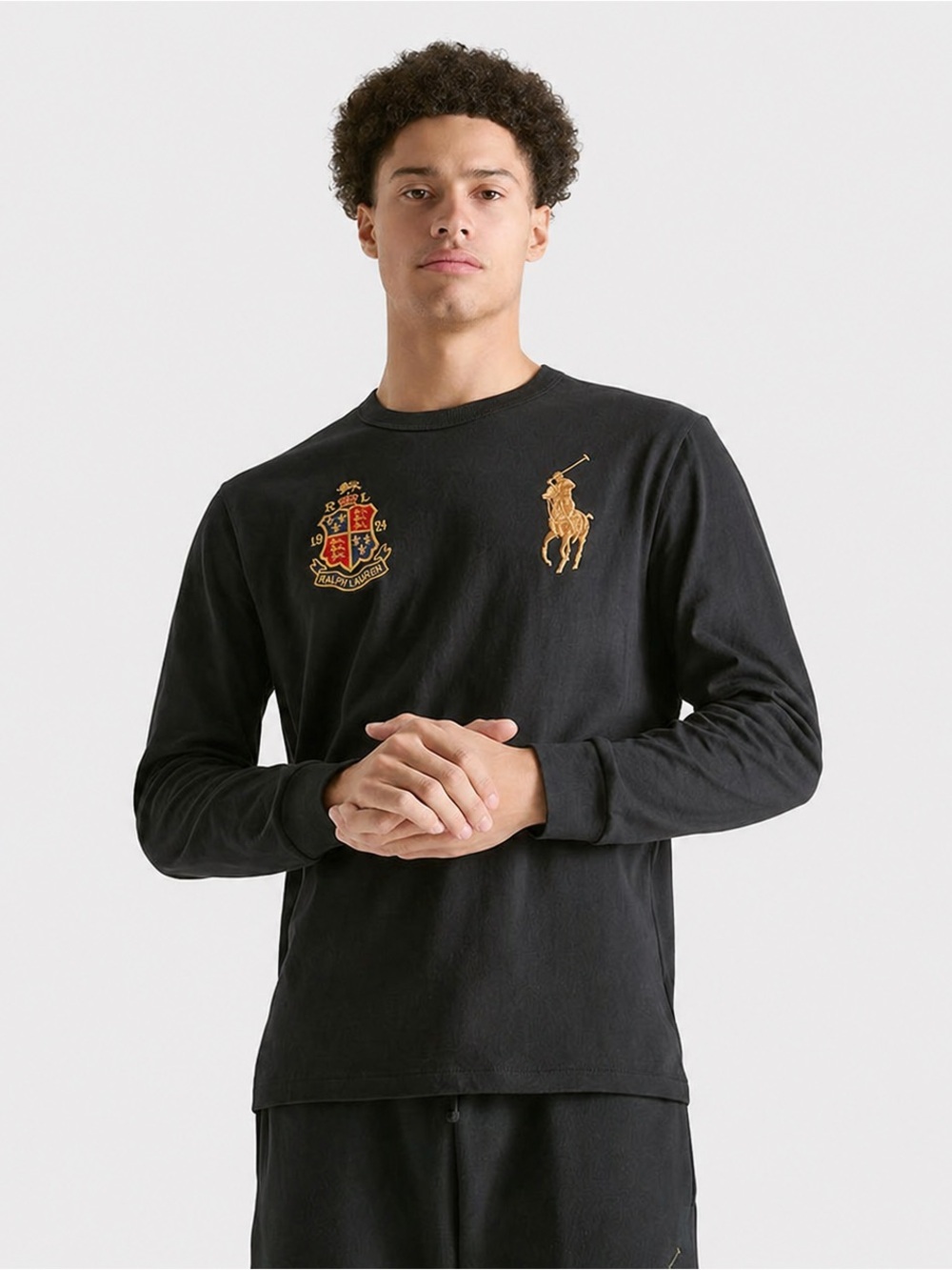Polo by Ralph Lauren Black Tee with Gold Logo Tag